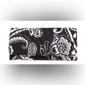 NWT Vera Bradley Trifold Wallet Midnight Paisley Black White Floral Clutch Bag